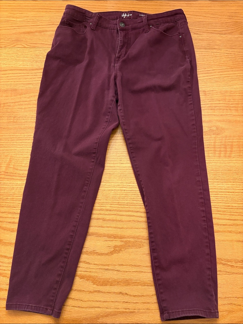 Style & Co. Curvy Skinny Leg Pants in Deep Plum